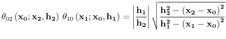 $\displaystyle \theta_{02}\left({\bf x_0;x_2, h_2}\right) 
\theta_{10}\left({\b...
...sqrt{{\bf {h_2^2-\left(x_2-x_0\right)^2} \over
{h_1^2-\left(x_1-x_0\right)^2}}}$