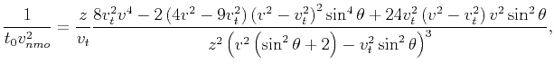 $\displaystyle \frac{1}{t_0 v_{nmo}^{2}} = \frac{z}{v_{t}} \frac{8 v_t^2 v^4-2 \...
...heta}{z^2 \left(v^2 \left(\sin ^2\theta+2\right)-v_t^2 \sin ^2\theta\right)^3},$