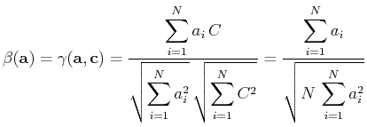 $\displaystyle \beta(\mathbf{a}) = \gamma(\mathbf{a},\mathbf{c}) = \frac{\displa...
...{\displaystyle \sum_{i=1}^N a_i}{ \displaystyle \sqrt{N\,\sum_{i=1}^{N} a_i^2}}$