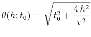 $\displaystyle \theta(h;t_0) = \sqrt{t_0^2 + \frac{4\,h^2}{v^2}}$