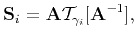 $\displaystyle \mathbf{S}_i =\mathbf{A}\mathbf{\mathcal{T}}_{\mathbf{\gamma}_i}[\mathbf{A}^{-1}],$