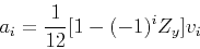 \begin{displaymath}
a_i=\frac{1}{12}[1-(-1)^iZ_y]v_i
\end{displaymath}