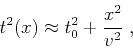 \begin{displaymath}
t^2(x) \approx t_0^2 + \frac{x^2}{v^2}\;,
\end{displaymath}