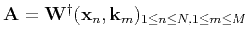 $ \mathbf{A} = \mathbf{W}^{\dagger}(\mathbf{x}_n,\k _m)_{1\le n \le N, 1\le
m \le M}$