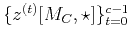 $ \{z^{(t)}[M_C,\star]\}_{t=0}^{c-1}$