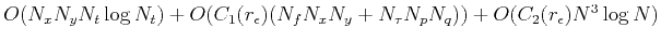 $ O(N_xN_yN_t\log N_t)+ O(C_1(r_{\epsilon})(N_fN_xN_y+N_{\tau}N_pN_q))+O(C_2(r_{\epsilon})N^3\log N)$