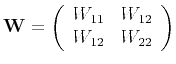 $\displaystyle \mathbf{W}= \left( \begin{array}{cc} W_{11} & W_{12}  W_{12} & W_{22} \end{array} \right)$