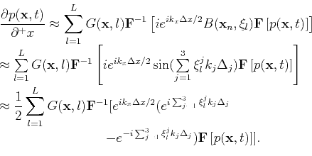 \begin{displaymath}\begin{array}{l} \displaystyle \frac{\partial p(\mathbf{x},t)...
...\Delta_j})\mathbf{F}\left[p(\mathbf{x},t)\right]] . \end{array}\end{displaymath}