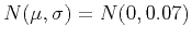$N(\mu ,\sigma )=N(0,0.07)$