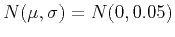 $N(\mu,\sigma)=N(0,0.05)$