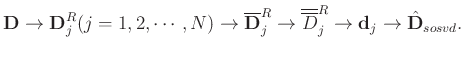 $\displaystyle \mathbf{D} \rightarrow \mathbf{D}_j^R (j=1,2,\cdots,N) \rightarro...
...overline{D}}_j^R \rightarrow \mathbf{d}_j \rightarrow \hat{\mathbf{D}}_{sosvd}.$