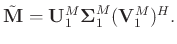 $\displaystyle \tilde{\mathbf{M}}=\mathbf{U}_1^M\boldsymbol{\Sigma}_1^M(\mathbf{V}_1^M)^H.$